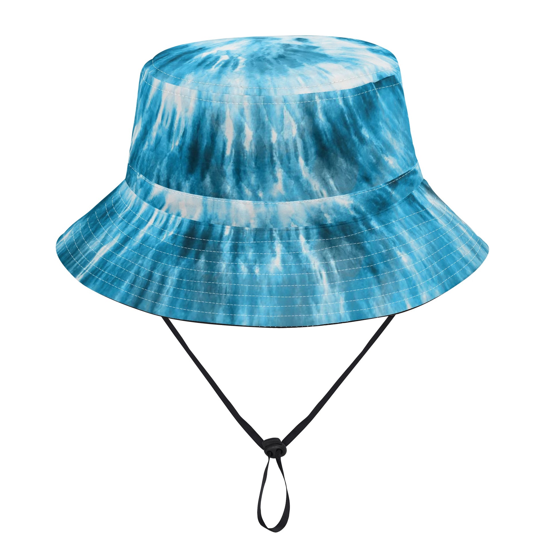 Tie Dye Bucket Hat with String, Blue Retro Vintage Summer Festival Cut –  Starcove Fashion
