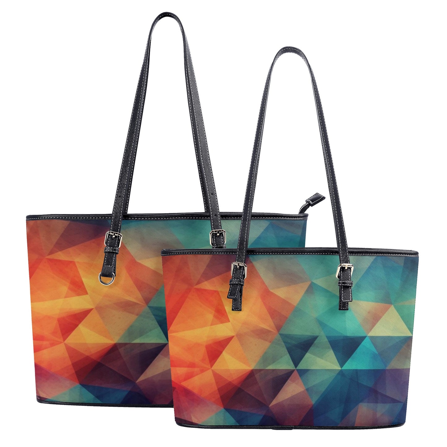 Geometric Tote Bag Purse, Abstract Vegan Leather Print Handbag Women Zip Top Small Large Designer Handmade Shoulder Starcove Fashion