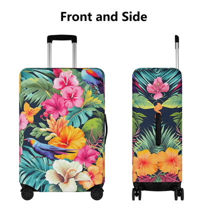 Tropical Flowers Luggage Cover, Pink Floral Bird Parrot Suitcase Protector Hard Carry On Bag Washable Wrap Large Small Travel Aesthetic Starcove Fashion