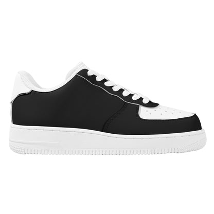 Black and White Men Vegan Leather Shoes, Sneakers Low Top Lace Up Custom Designer Flat Casual Designer Handmade Trainers