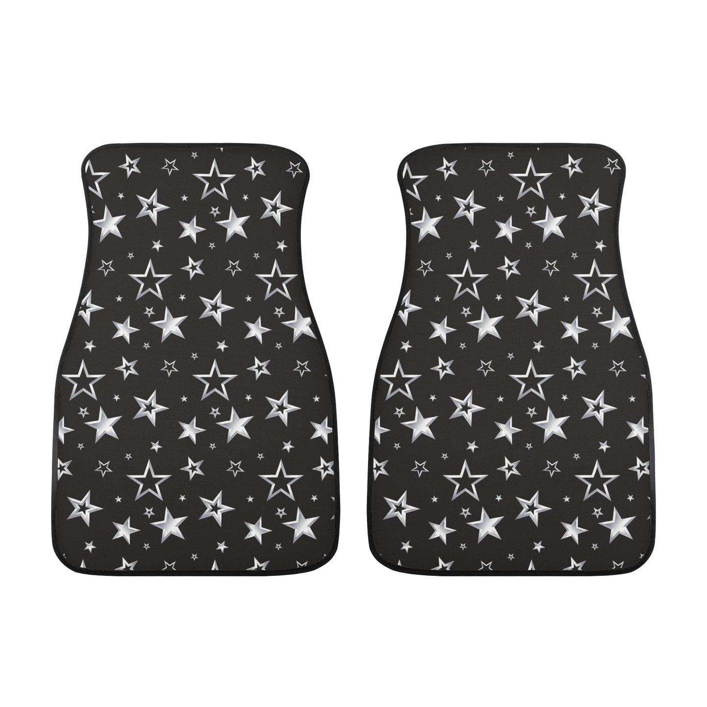 Stars Car Front and Back Floor Mats (Set of 4),  Black Print Aesthetic Auto Vehicle Suv Truck Accessories Rubber All Weather Women Men Mat Starcove Fashion