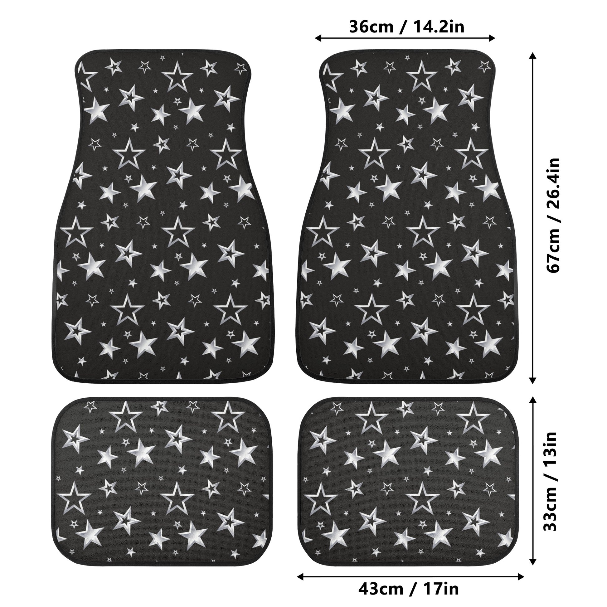 Stars Car Front and Back Floor Mats (Set of 4), Black Print Aesthetic –  Starcove Fashion