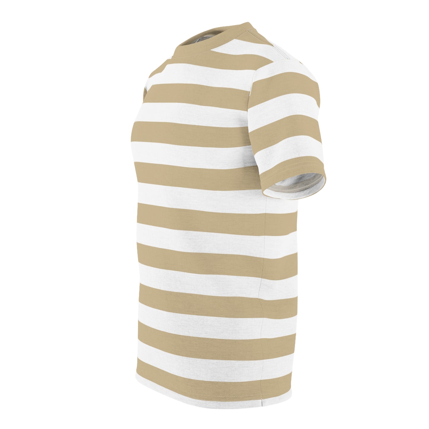 Khaki White Striped Tshirt,  Stripes Designer Graphic Lightweight Heavyweight Crewneck Men Women Tee Top Short Sleeve Shirt