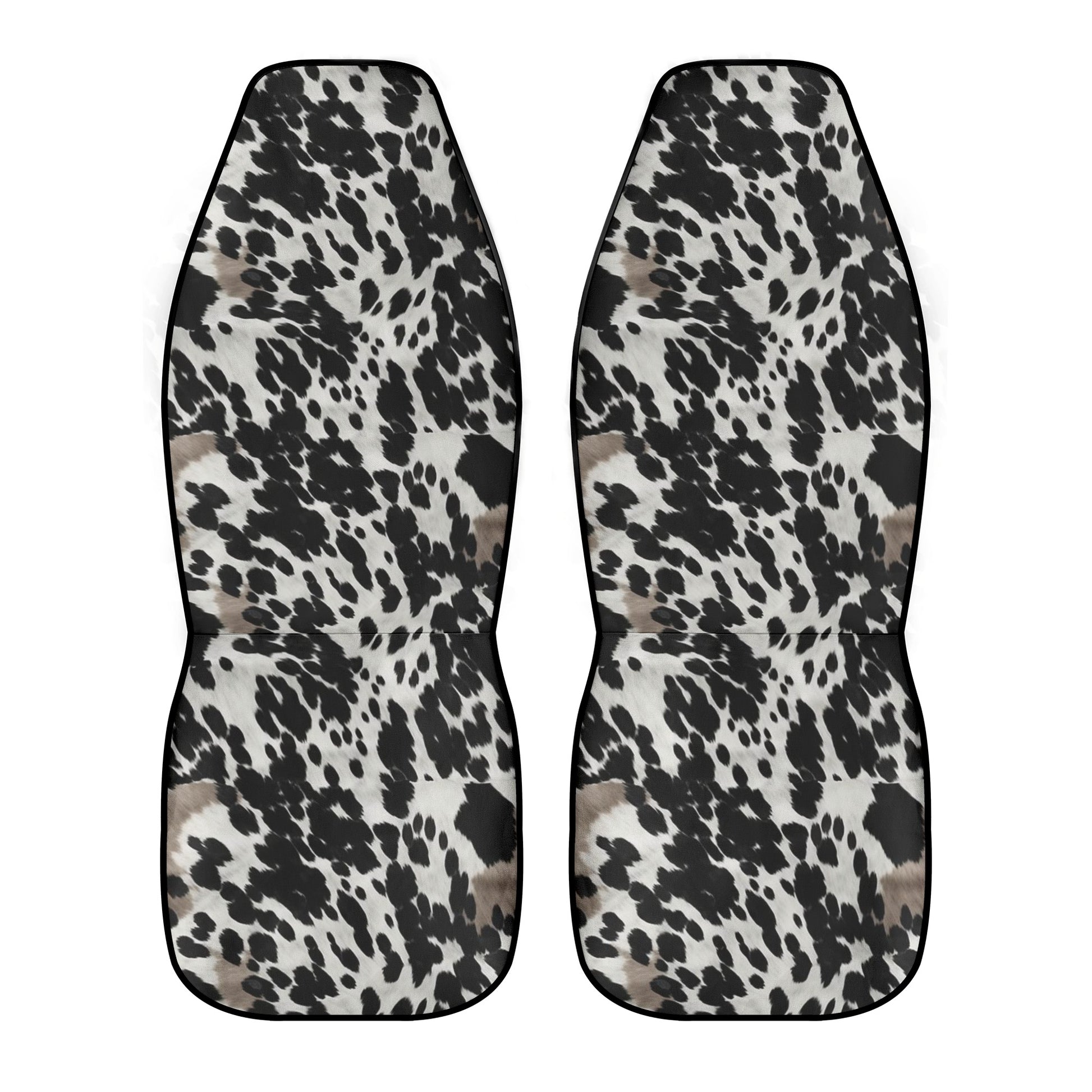 Cow Print Car Seat Covers (2 pcs), Black White Brown Pattern Auto Front Seat Dog Pet Vehicle SUV Universal Protector Accessory Men Women Starcove Fashion