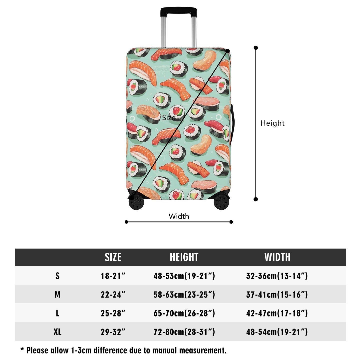 Sushi Luggage Cover, Japanese Food Suitcase Protector Hard Carry On Bag Washable Wrap Large Small Travel Aesthetic Sleeve Starcove Fashion