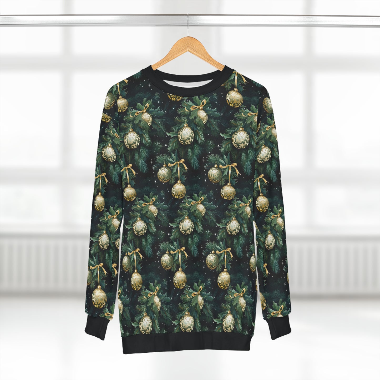 Ugly Christmas Sweater, Green Gold Bad Tacky Xmas Tree Print Women Men Vintage Funny Party Winter Holiday Outfit Sweatshirt Starcove Fashion