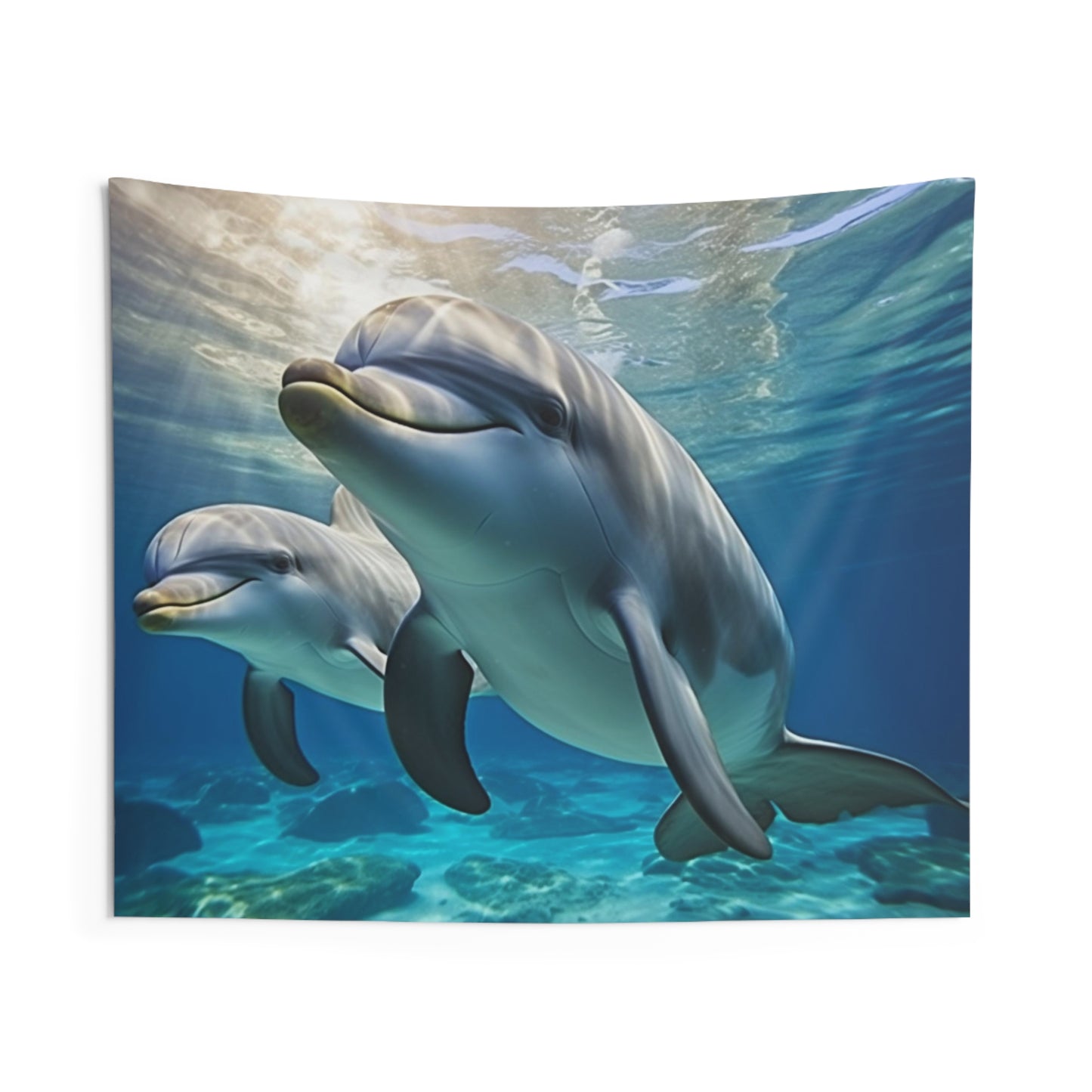 Dolphins Tapestry, Sea Ocean Underwater Wall Art Hanging Cool Unique Landscape Aesthetic Large Small Decor Bedroom College Dorm Room Starcove Fashion