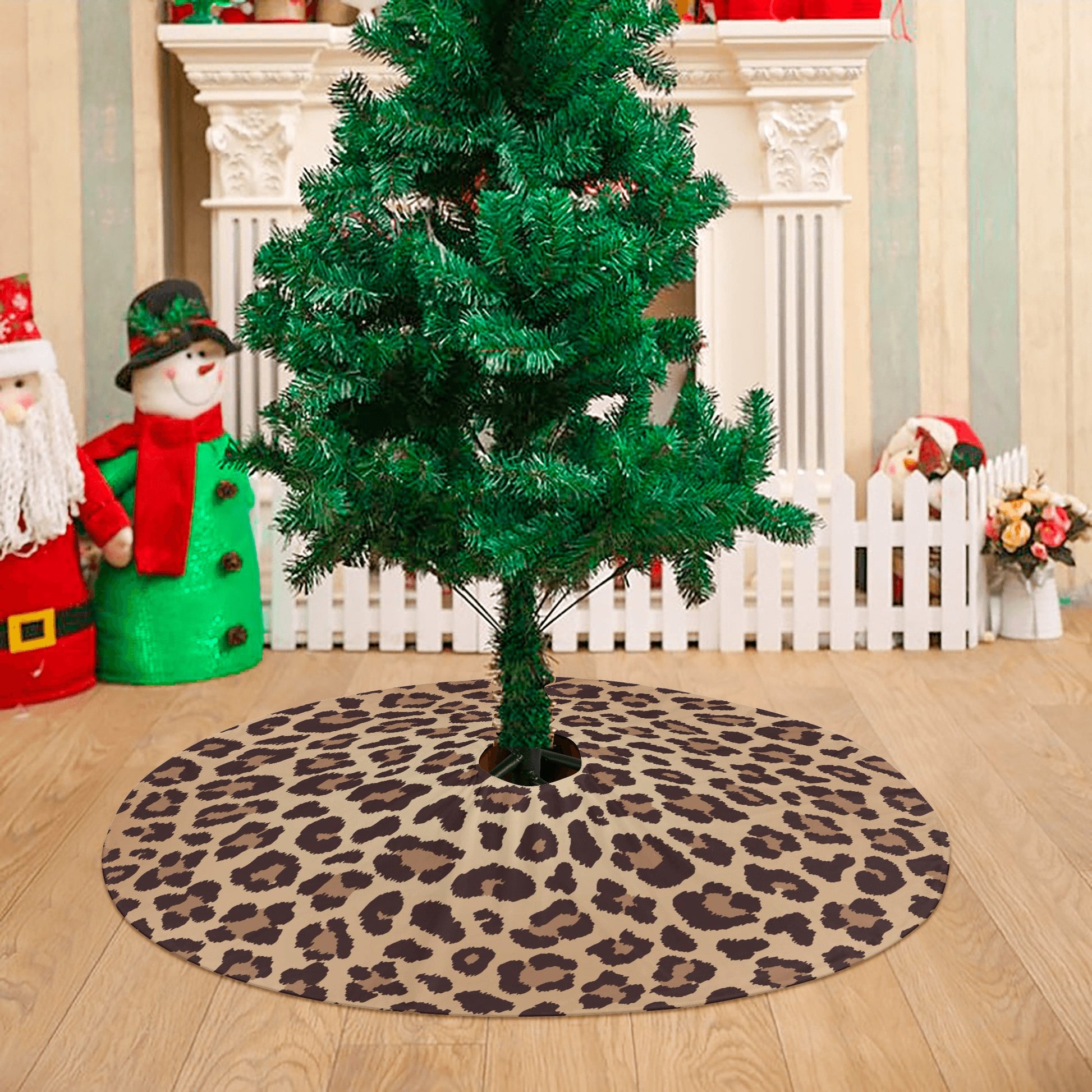 Leopard Christmas Tree Skirt, Animal Cheetah Print Vintage Xmas Cover Decor Decoration 30 36 48 Inch Small Large Party Modern Decoration Starcove Fashion