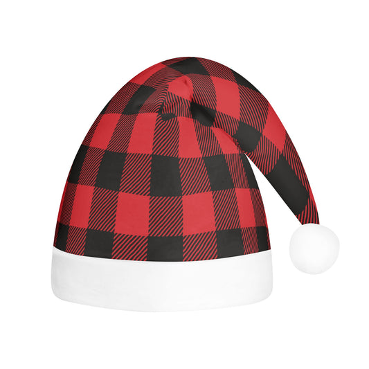 Red Black Buffalo Plaid Santa Claus Hat, Christmas Xmas Adults Kids Children Holiday Festive Cap Men Guys Women Ladies Small Large Starcove Fashion