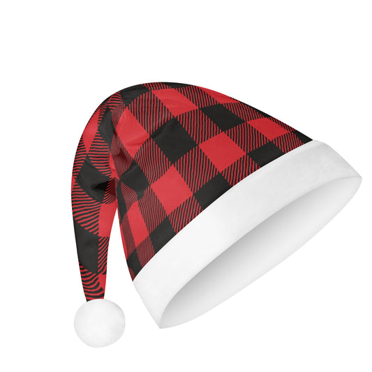 Red Black Buffalo Plaid Santa Claus Hat, Christmas Xmas Adults Kids Children Holiday Festive Cap Men Guys Women Ladies Small Large Starcove Fashion
