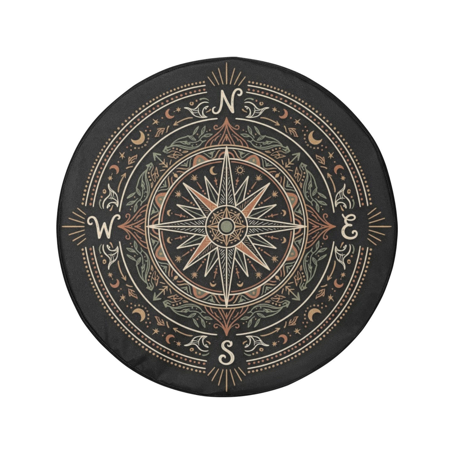 Boho Compass Rose Spare Tire Wheel Cover, Navigation Bohemian Celestial Moon Tribal Back Up Camera Hole Rear Back RV Car Camper Motorhome - Starcove Fashion