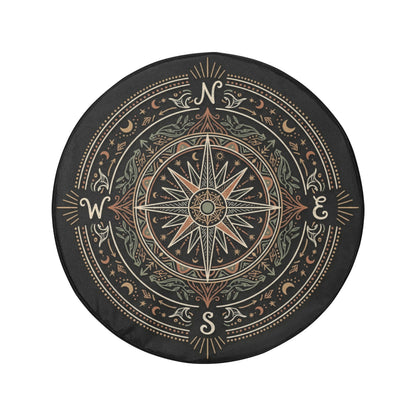 Boho Compass Rose Spare Tire Wheel Cover, Navigation Bohemian Celestial Moon Tribal Back Up Camera Hole Rear Back RV Car Camper Motorhome - Starcove Fashion