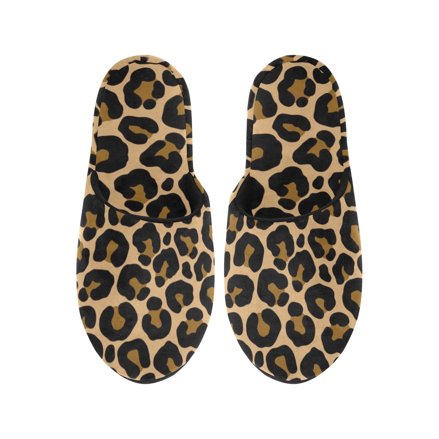 Leopard Women's House Slide Slippers, Animal Print Brown Cheetah Handmade Bedroom Cozy Winter Non Slip Bedroom Footwear Shoes Gift for Her
