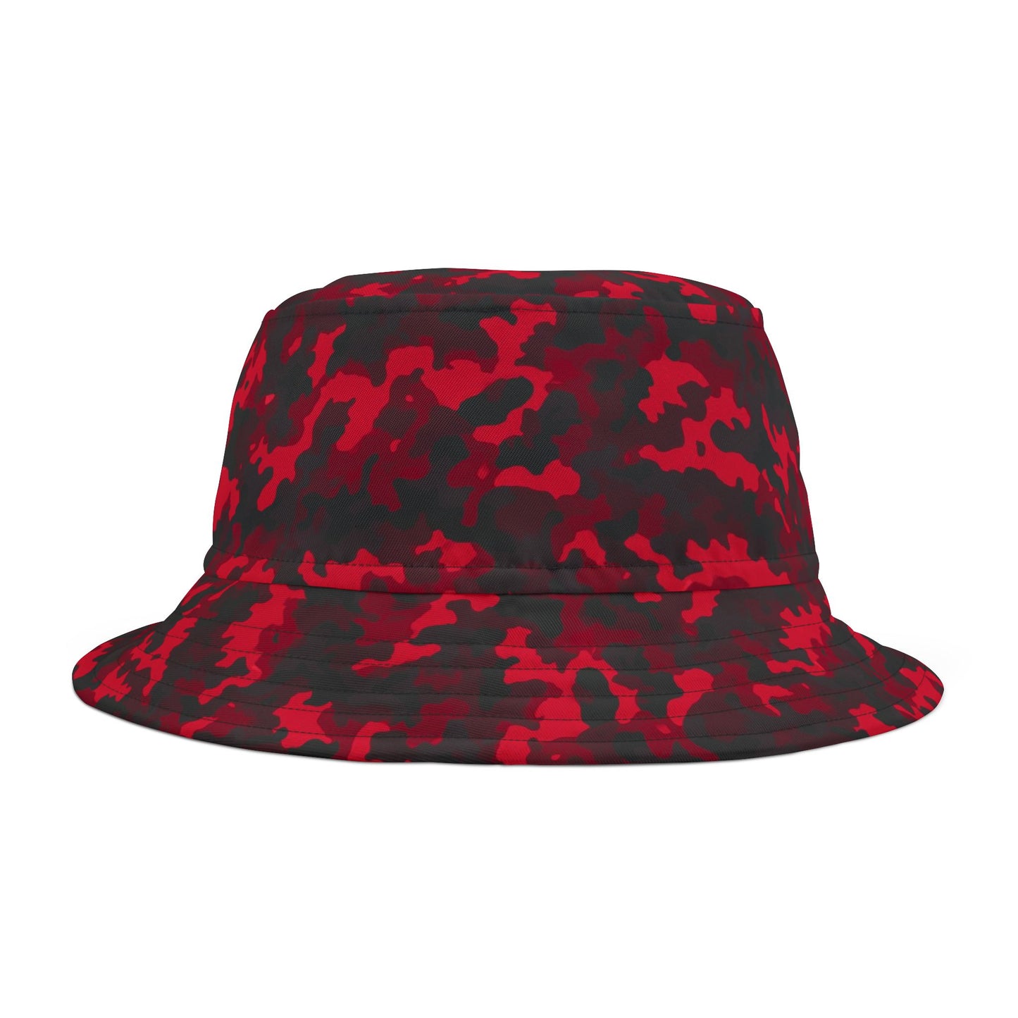 Red Camo Bucket Cap Hat, Black Camouflage Beach Women Men Kids Golf Summer Festival Cute Designer Sun Shade Ladies Small Large Guys