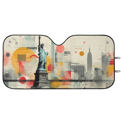 New York Car Sun Shade, NYC Statue Of Liberty Front Windshield Coverings Blocker Auto Protector Window Visor Screen Cover Shield SUV Truck