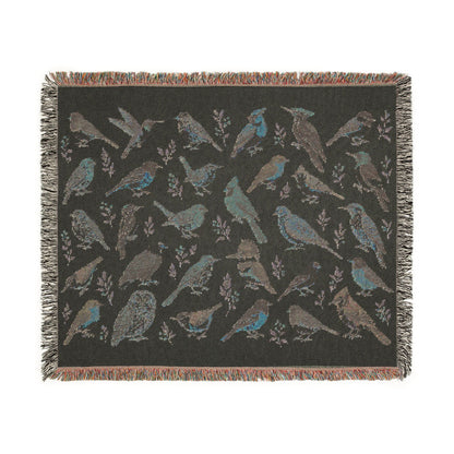 Birds Woven Blanket Tapestry, Birdwatching North American Eagle Owl Backyard Throw Small Large Cotton Small Large Wall Hanging Decorative