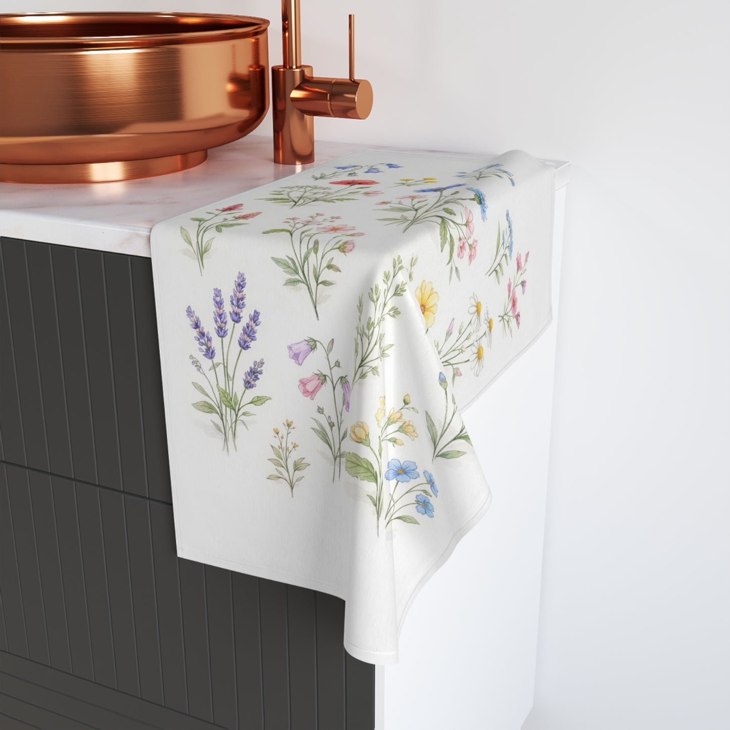 Wildflower Hand Towel, Flowers Botanical Floral Watercolor Guest Bath Softest Bathroom Spa Tea Cotton Kitchen Gift Her Women Sack Linen - Starcove Fashion