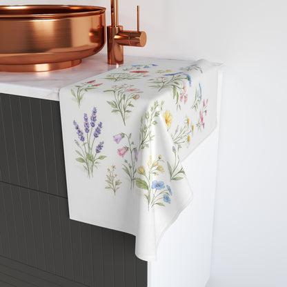 Wildflower Hand Towel, Flowers Botanical Floral Watercolor Guest Bath Softest Bathroom Spa Tea Cotton Kitchen Gift Her Women Sack Linen - Starcove Fashion