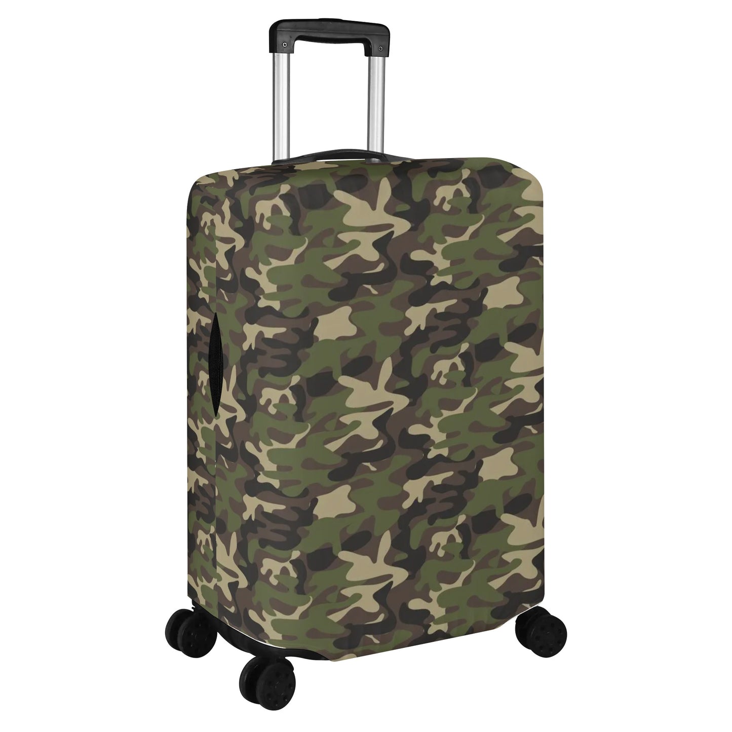 Camo Luggage Cover, Green Camouflage Suitcase Protector Hard Carry On Bag Washable Wrap Large Small Travel Aesthetic Zipper Sleeve