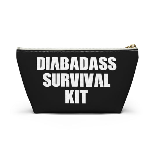 Diabadass Survival Kit Bag, Fun Diabetes Diabetic Supply carrying Case Badass Type 1 2 Black Accessory Zipper Pouch Travel Bag w T-bottom Starcove Fashion