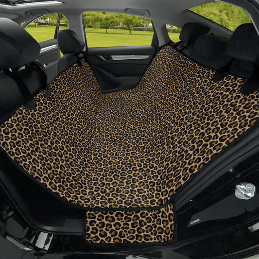 Leopard Dog Back Seat Cover, Animal Print Cheetah Cat Protector Pets Waterproof Washable Vehicle Blanket SUV Auto Truck Accessory