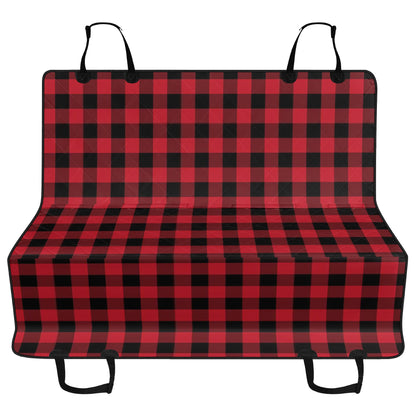 Red Black Buffalo Plaid Dog Back Seat Cover, Check Cat Protector Pets Waterproof Washable Vehicle Blanket SUV Auto Truck Accessory