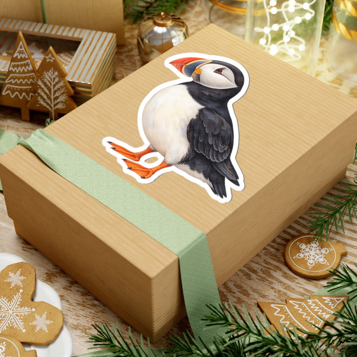 Atlantic Puffin Sticker Decal, Bird Seabird Watercolor Art Vinyl Laptop Cute Waterbottle Tumbler Car Waterproof Bumper 4x4 Clear Die Cut