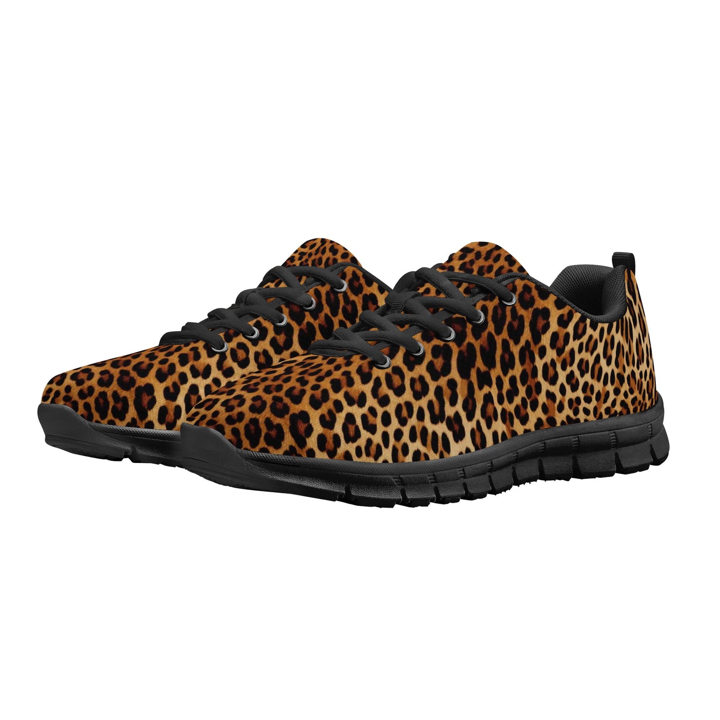 Leopard Print Women Sneakers Shoes, Animal Cheetah Brown Black
