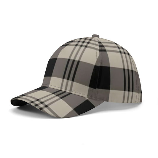 Grey Black Plaid Baseball Hat Cap, Check Tartan Ball Dad Mom Trucker Men Women Male Ladies Aesthetic Designer Fashion Hat
