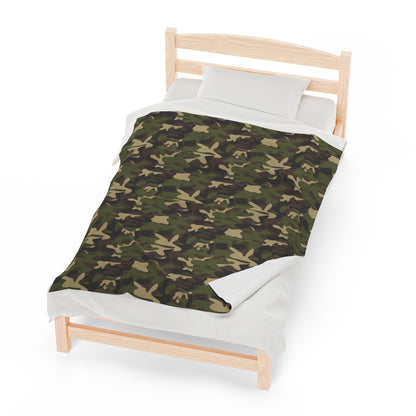 Camo Fleece Throw Blanket, Army Green Camouflage Velveteen Soft Plush Fluffy Cozy Warm Adult Kids Small Large Sofa Bed Decor 50x60