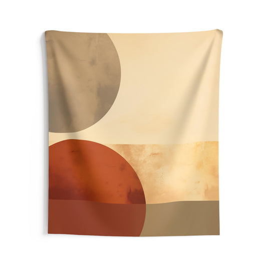 Earth Tone Tapestry, Brown Yellow Minimalist Modern Boho Wall Art Hanging Unique Vertical Aesthetic Large Small Bedroom College Dorm Room