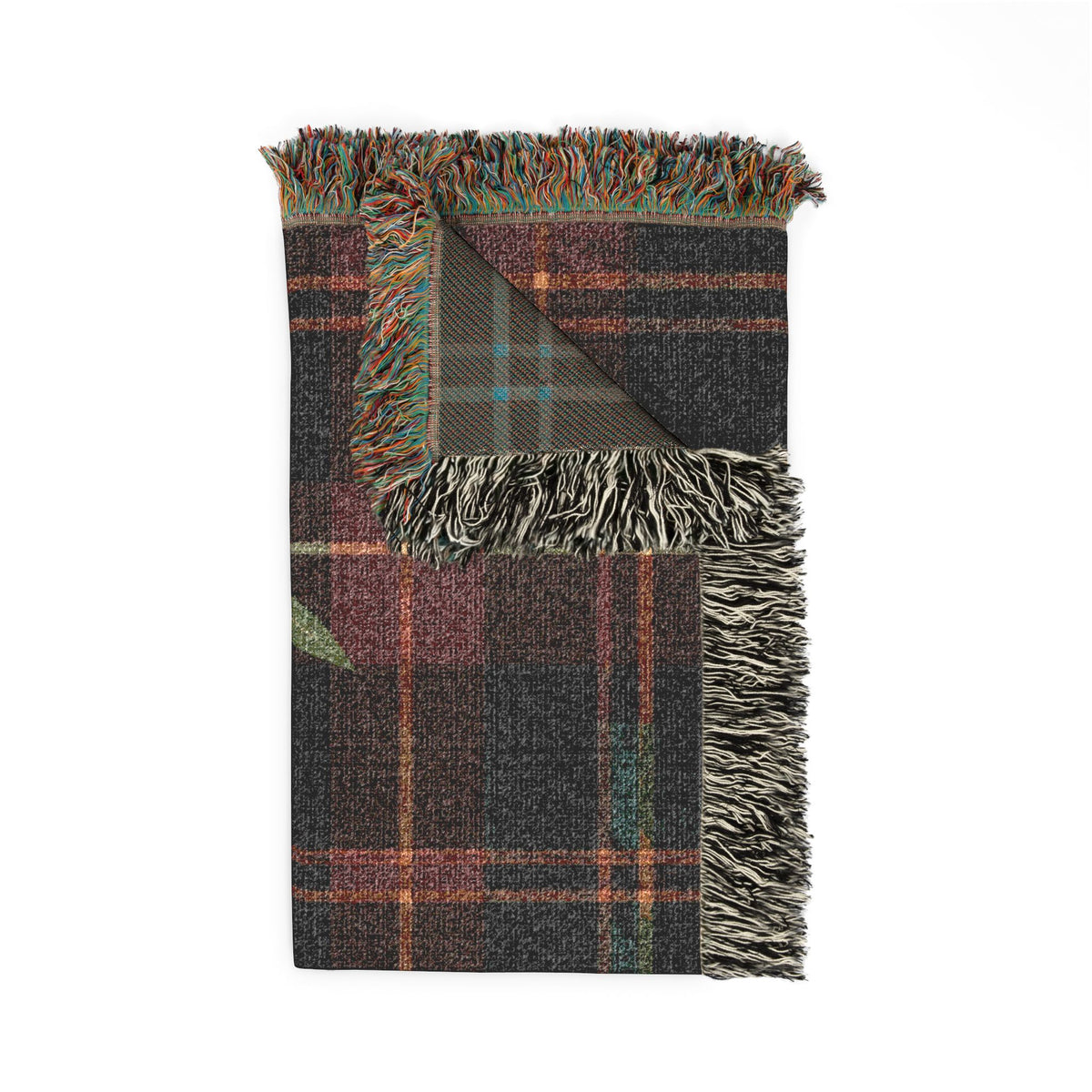 Custom Family Name Woven Throw Blanket Tapestry, Plaid Holiday Christmas Personalized Cotton Fringe Adult Kids Small Large Bed 50x60 Hanging
