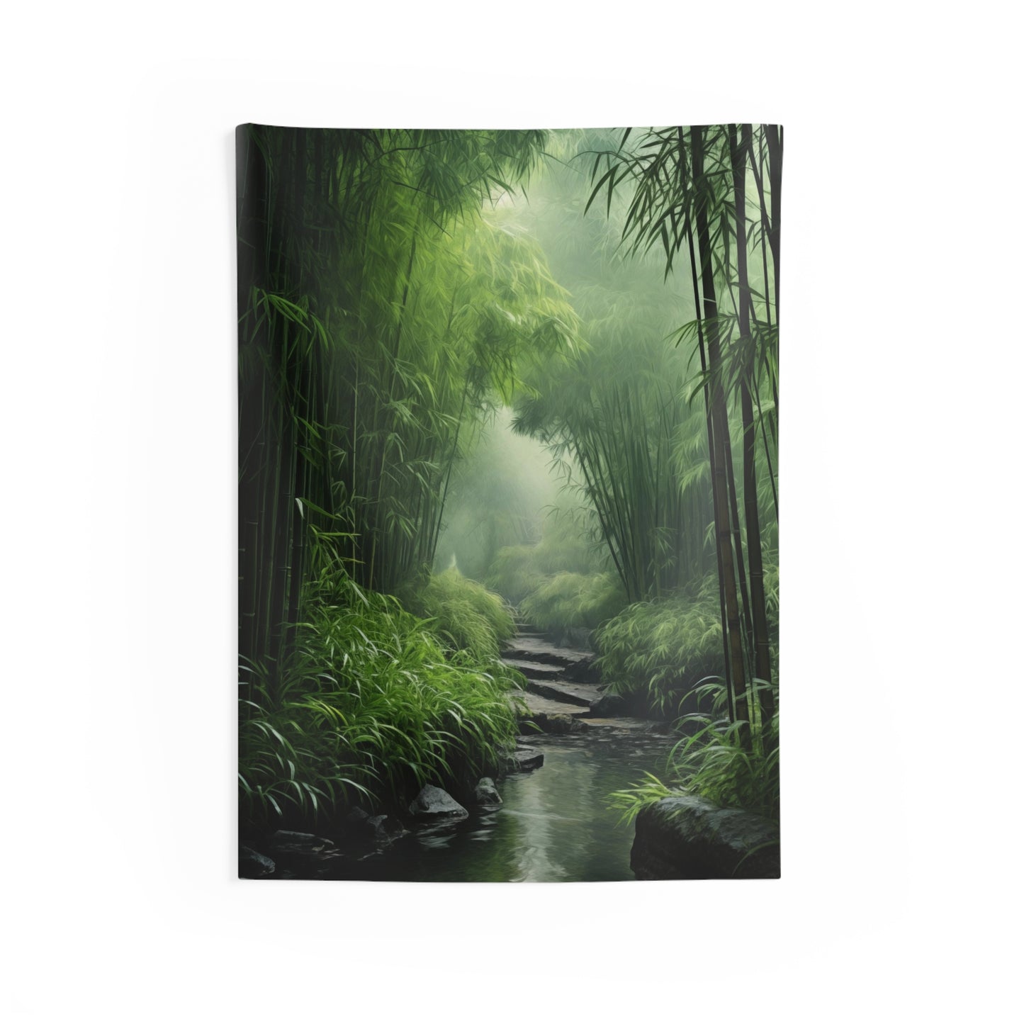 Bamboo Forest Tapestry, Green Nature Wall Art Hanging Cool Unique Vertical Aesthetic Large Small Decor Bedroom College Dorm Room
