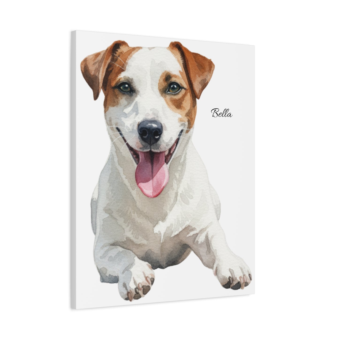 Custom Pet Portrait Canvas Gallery Wrap, Watercolor Painting Dog Cat Personalized Wall Art Print Artwork Small Large Hanging Vertical Poster