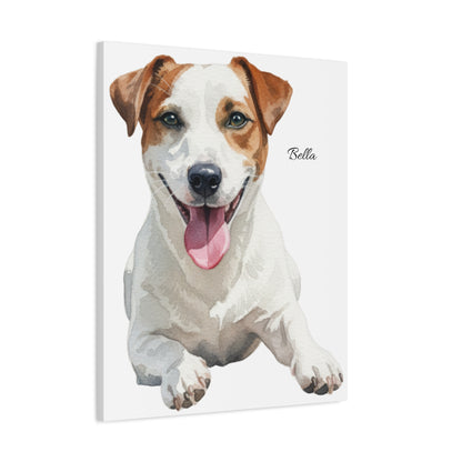 Custom Pet Portrait Canvas Gallery Wrap, Watercolor Painting Dog Cat Personalized Wall Art Print Artwork Small Large Hanging Vertical Poster