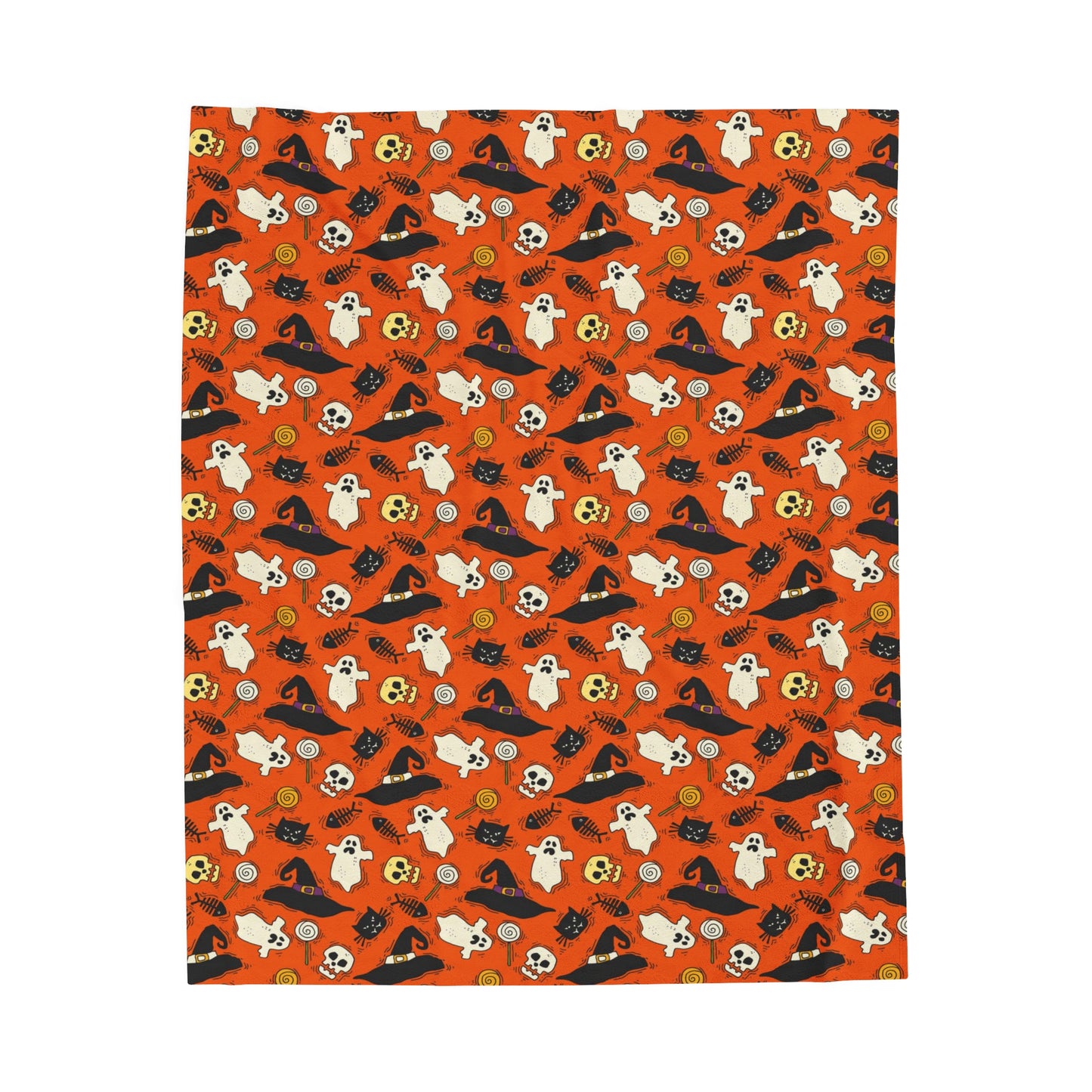 Halloween Fleece Throw Blanket, Orange Ghosts Witch Cat Velveteen Soft Plush Fluffy Cozy Warm Adult Kids Small Large Sofa Bed Décor Starcove Fashion