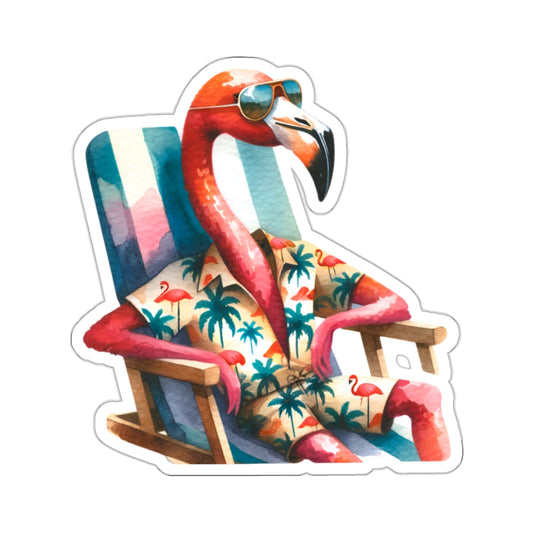 Lounging Flamingo Sticker Decal, Pink Funny Character Water Art Vinyl Laptop Cool Waterbottle Tumbler Car Waterproof Bumper Clear Aesthetic