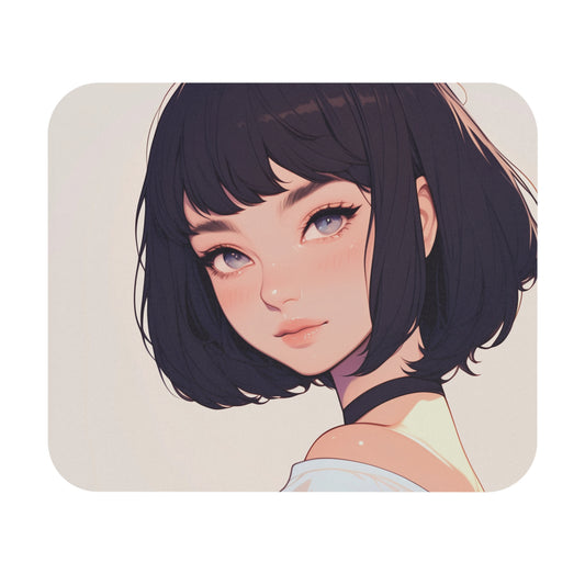 Anime Girl Mouse Pad, Cute Kawaii Computer Gaming Unique Printed Desk Cool Decorative Aesthetic Design Rectangle Mat