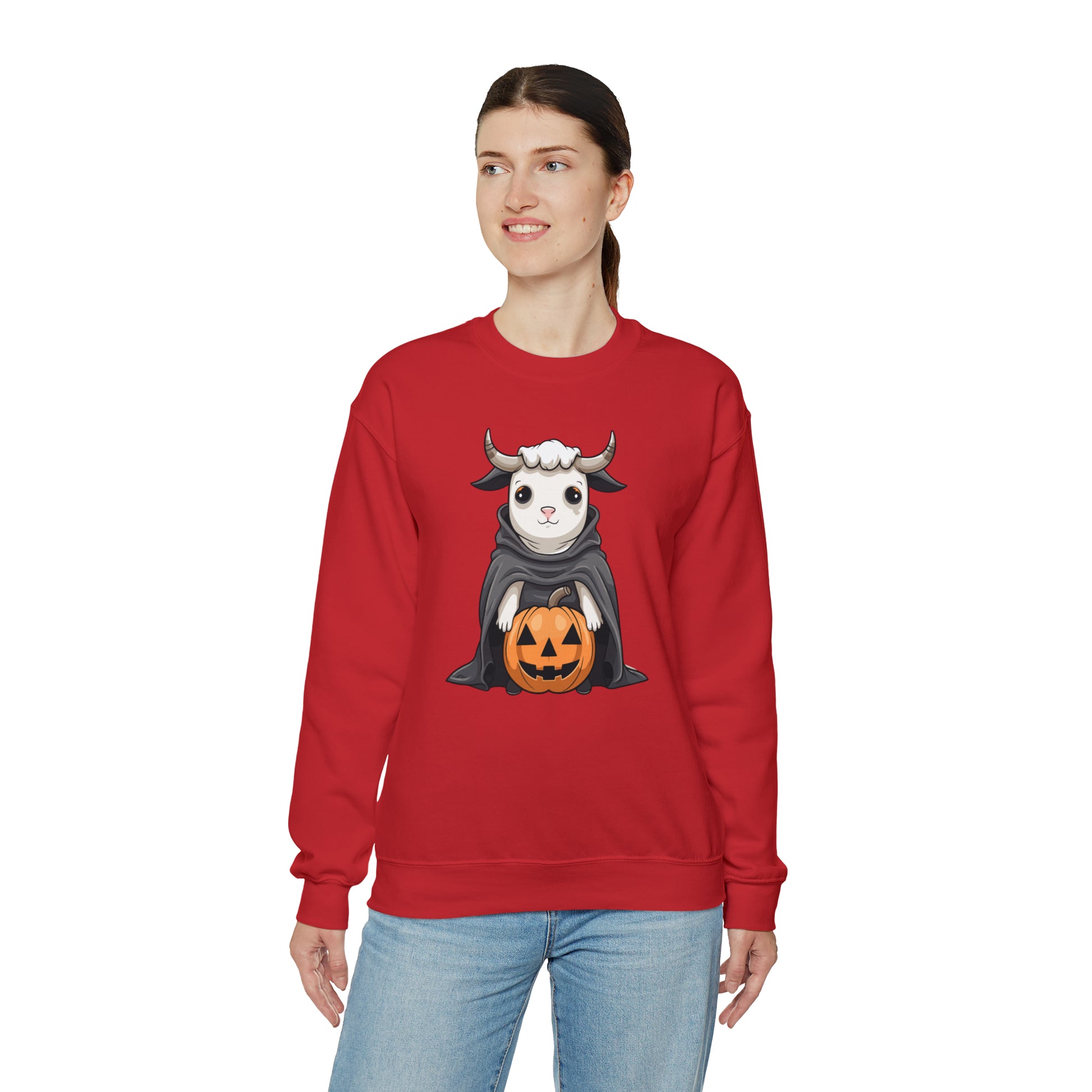 Ghost Cow Sweatshirt, Pumpkin Halloween Graphic Crewneck Fleece Cotton Sweater Jumper Pullover Men Women Adult Aesthetic Designer Top Starcove Fashion
