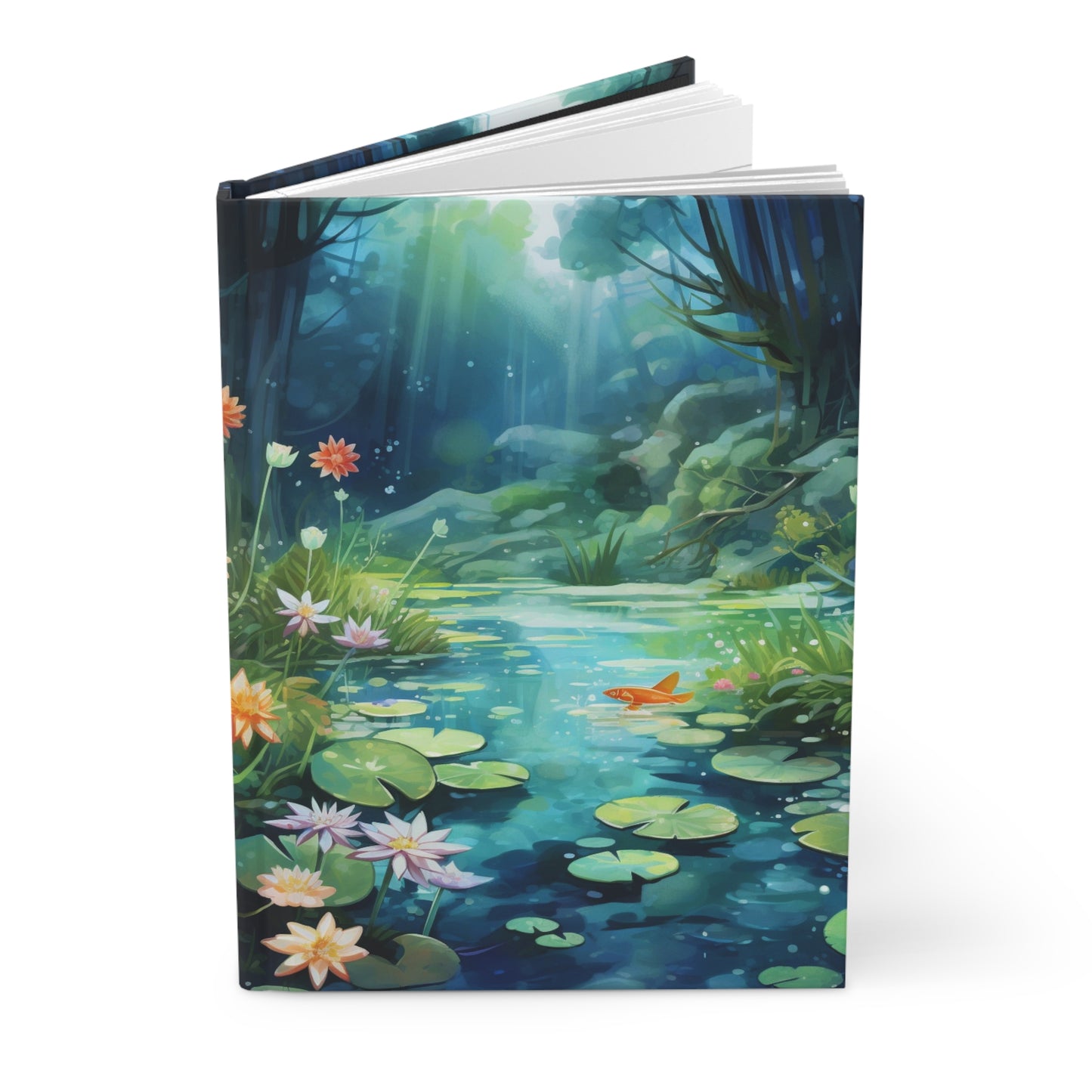 Pond Watercolor Hardcover Notebook, Lined Blank Hardback hardbound Design Small Journal Notepad Ruled Line School Paper Aesthetic Starcove Fashion