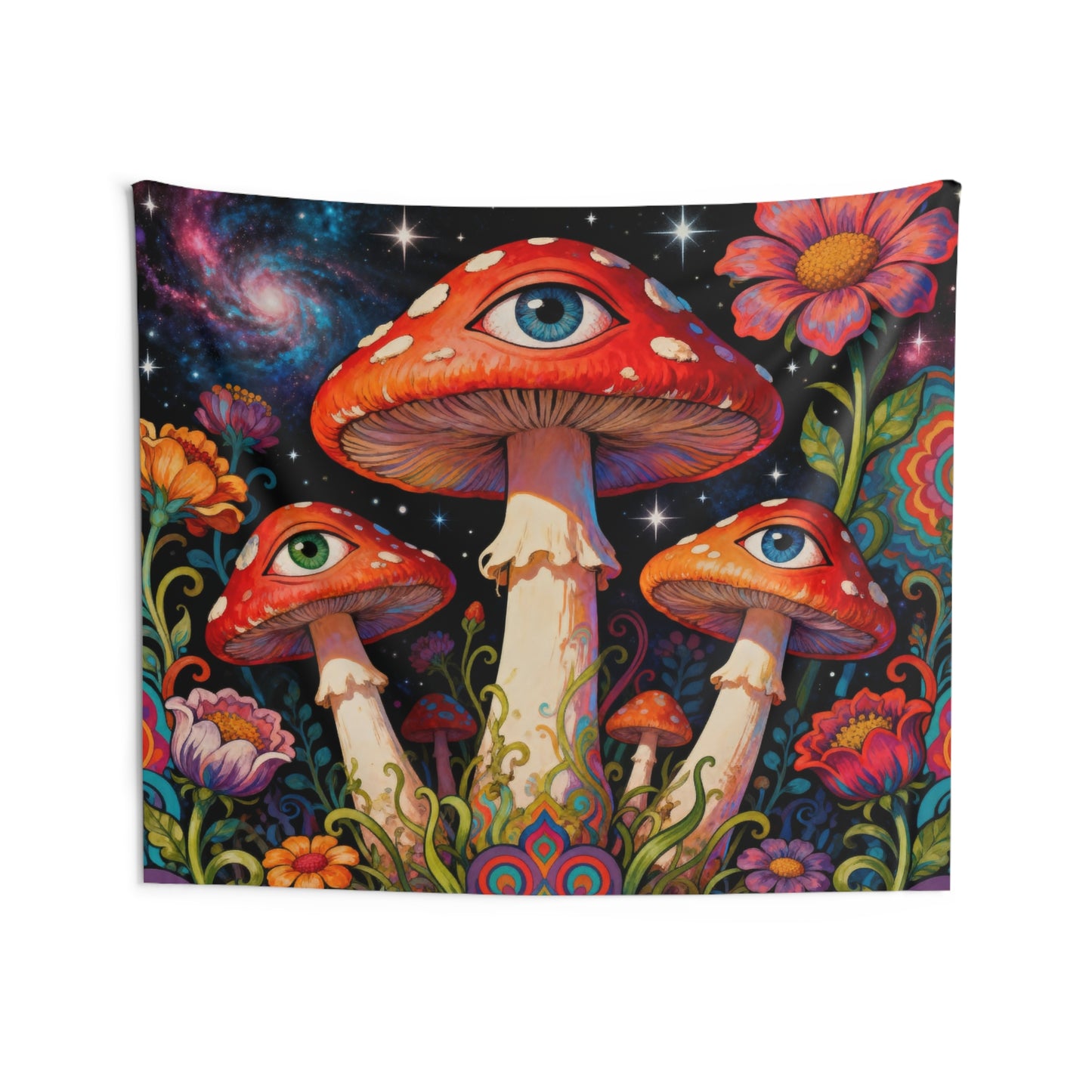 Psychedelic Mushroom Tapestry, Eye Nature Galaxy Wall Art Hanging Cool Unique Landscape Large Small Decor Bedroom College Dorm Room