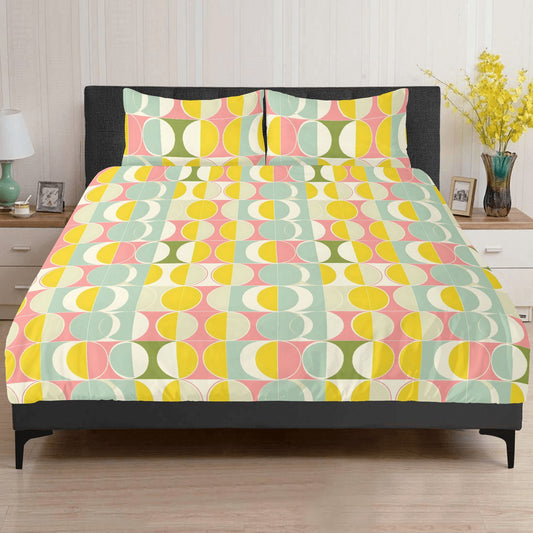 Mid Century Modern Bedding Set (3pcs), Yellow One Duvet Cover and Two Pillow Covers California King Queen Full Twin Size Bed Bedroom Decor