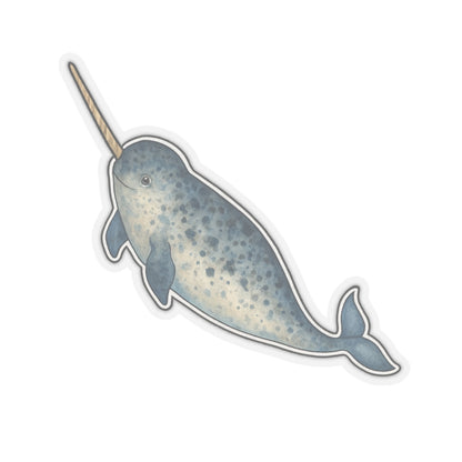 Narwhal Sticker Decal, Ocean Animal Sea Whale Watercolor Art Vinyl Laptop Cute Waterbottle Tumbler Car Waterproof Bumper Clear Die Cut Wall