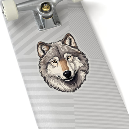 Gray Wolf Sticker Decal, Grey Animal Art Vinyl Laptop Cute Waterbottle Tumbler Car Waterproof Bumper Clear Aesthetic Die Cut Wall