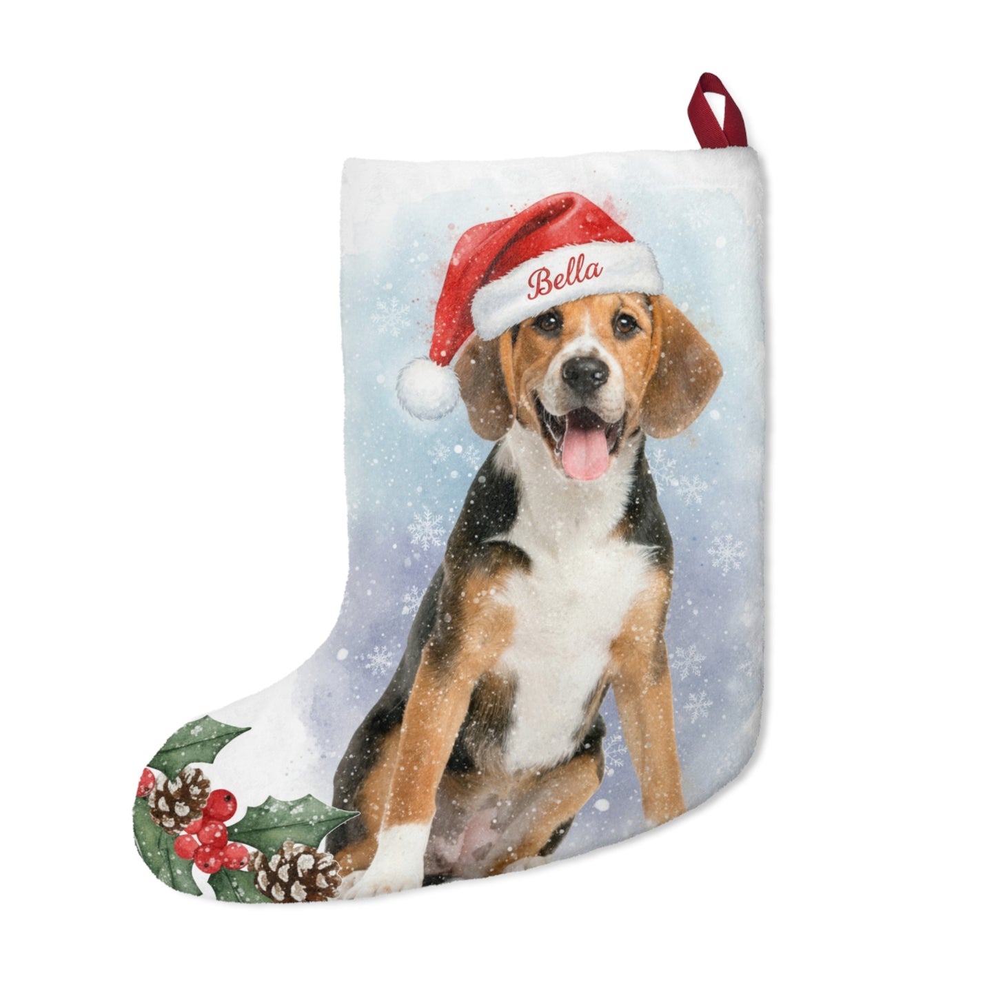 Custom Pet Christmas Stockings, Photo Cat Dog Puppy Portrait Personalized Name Snowflake Santa Claus Sock Xmas Vintage