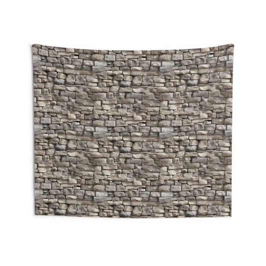 Stone Brick Wall Tapestry, Faux Art Hanging Cool Unique Landscape Vertical Aesthetic Large Small Decor Bedroom College Dorm Room
