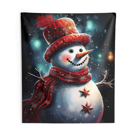 Snowman Tapestry, Xmas Christmas Night Sky Vintage Wall Art Hanging Cool Unique Vertical Aesthetic Large Small Decor Bedroom College Dorm Starcove Fashion