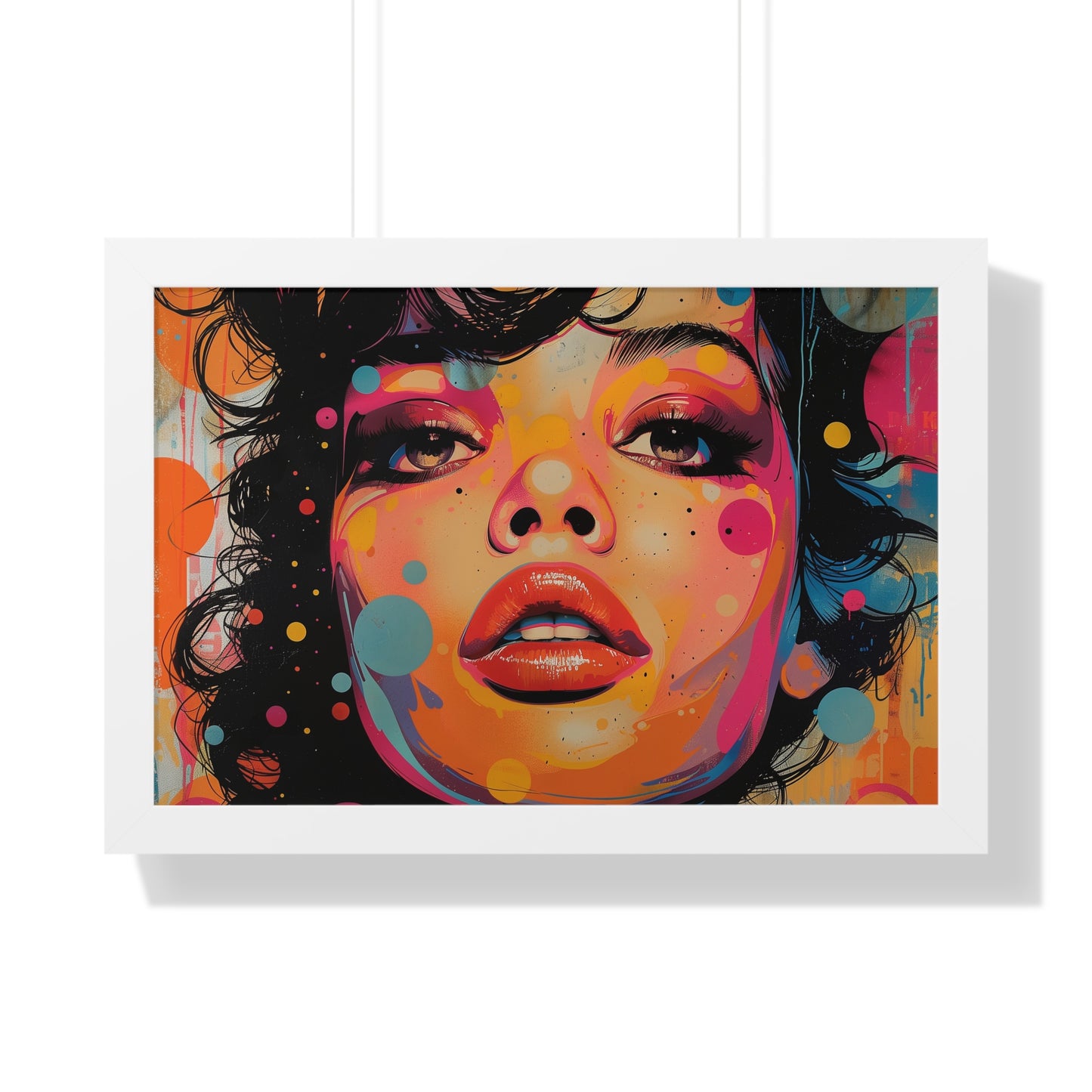 Pop Culture Art Poster and Frame, Woman Retro Vintage Print Wall Horizontal Black Framed Artwork Small Large Decor Paper 24x16 30x20