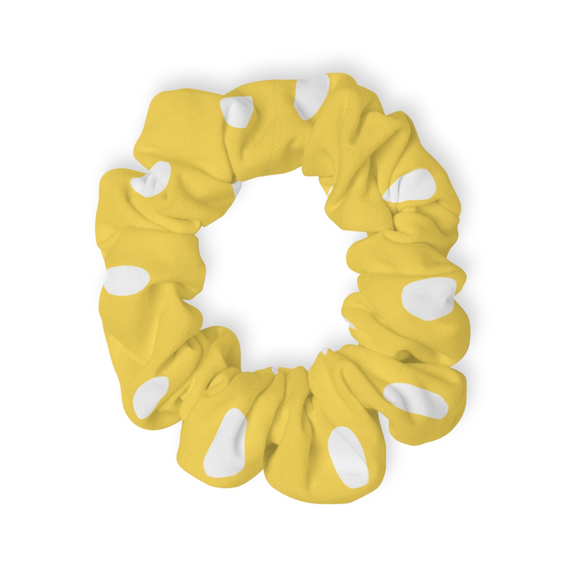 Yellow Polka Dots Scrunchie, Elastic Hair Ties Accessory  Print Cute Holder Soft Silky Tie Bow Cute Scarf Designer - Starcove Fashion