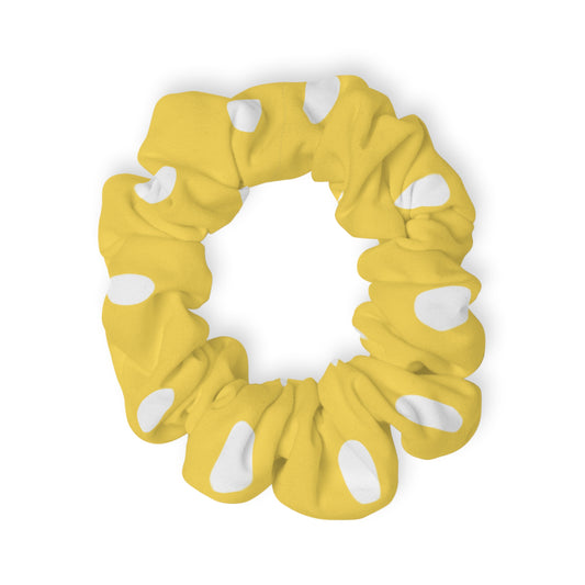 Yellow Polka Dots Scrunchie, Elastic Hair Ties Accessory  Print Cute Holder Soft Silky Tie Bow Cute Scarf Designer